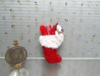   Miniature Handcrafted Christmas Stocking #1 with Puppy by Judith Orr