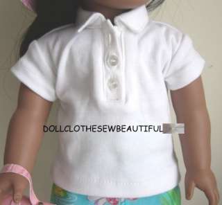 DOLL CLOTHES fits American Girl White Polo Tee Shirt  