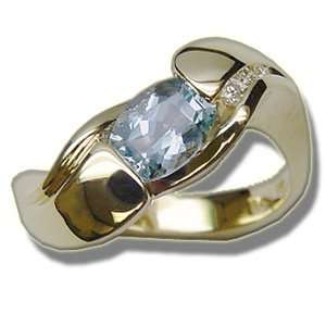  .05 ct 7X5 Barrel Cut Aquamarine Fantasy Ring Jewelry