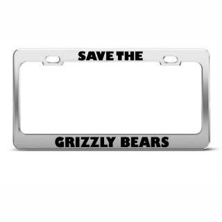   Grizzly Bears Animal license plate frame Stainless Metal Tag Holder