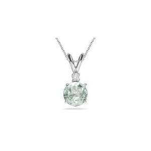   Ct Diamond & 3.01 Ct Green Amethyst Pendant in 18K White Gold Jewelry