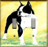 BOSTON TERRIER DOUBLE LIGHT SWITCH PLATE COVER  
