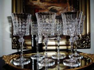 Signed New 6 Pc Sparkling Crystal Water Goblets Cristal Darques Lady 