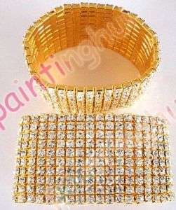 Free Gold plated Bracelet Cuff swarovski crystal 10line  