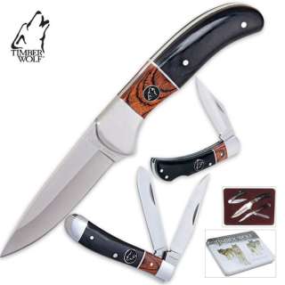 NEW AUS 6 Elite Outdoor Knife Set w/ Decorative Tin  