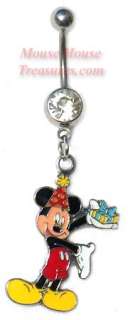 DISNEY BIRTHDAY MICKEY MOUSE DANGLE NAVEL BELLY RINGS  