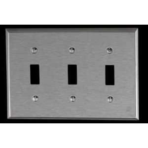  Wall Plates Brushed Stainless Steel, Beveled Triple Toggle 