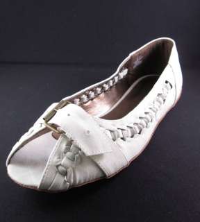 Pierre Dumas Flats Faux Suede Bone Off White Shoes New  