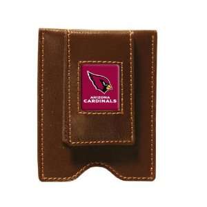   Cardinals Brown Leather Money Clip & Card Case