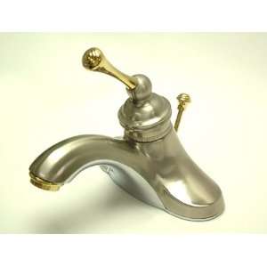   Nickel / Polished Brass Vintage Single Handle 4 Centerset Bathroom Fa