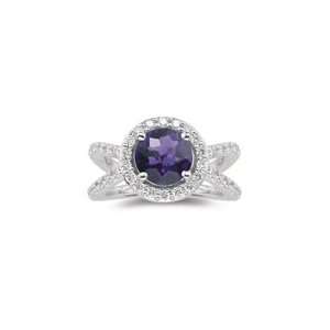  0.67 Cts Diamond & 1.80 Cts Amethyst Ring in 14K White 