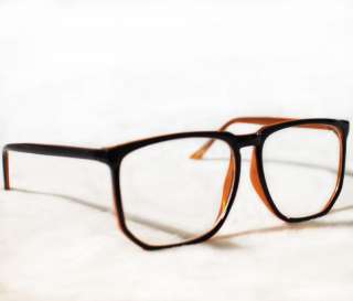 BIG SIMPLE Glasses VINTAGE CLEAR LENS BLACK FRAME NERD  