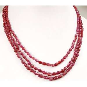   Beautiful Handcrafted Cabochon Red Ruby Beaded Necklace Jewelry