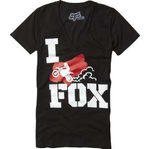 Fox Racing Exclusive Vneck Girls Short Sleeve Sportswear Shirt   Black 