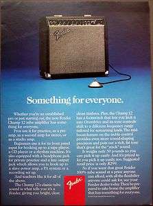 1986 FENDER Champ 12 Tube Amplifier Vintage MUSIC Ad  