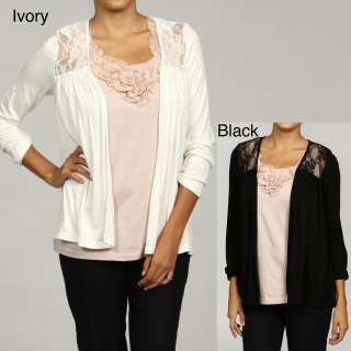 Sweet Romeo Womens Lace Inset Open front Cardigan FINAL SALE 