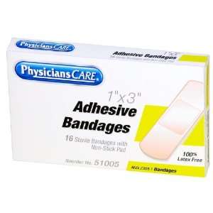  PhysiciansCare First Aid Plastic Bandages, Box of 16, 1 x 