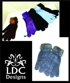 Faux Fur / Chenille Stretch Winter Gloves   6 Colors  