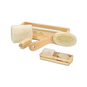   with sponge scrubber, brush and nail brush.