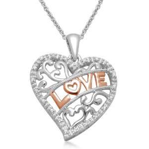   Love Heart Pendant Necklace (0.06 cttw, I J Color, I3 Clarity), 18