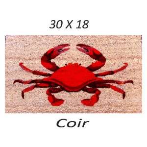  COIR Red CRAB Doormat Rug Rubber back