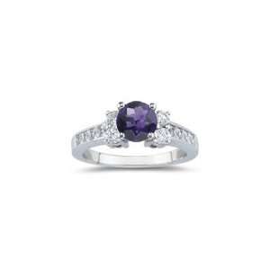  0.92 Cts Diamond & 0.85 Cts Amethyst Ring in 18K White 