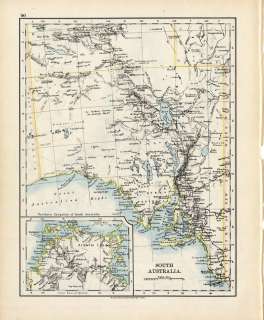 Rare 1902 Johnston Map of QUEENSLAND & SOUTH AUSTRALIA  