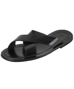 Prada Black Patent Leather Logo Slide Sandals  