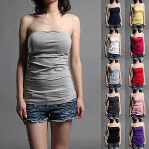   /Junior Plain Stretch TUBE TOP Cotton Strapless Layering Camisole TEE
