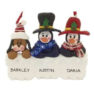   Ice Cube Penguin Couple with a Dog Christmas Ornament