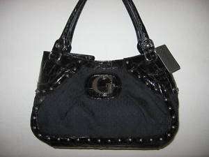 Guess Coal Black Signature Lacey Satchel Handbag $110  