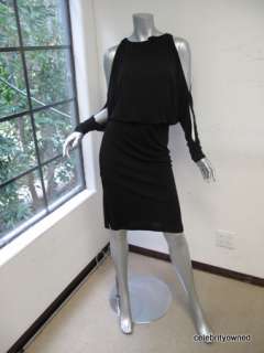 Michael Kors Black Cut out Shoulder Slit Sleeve Dress 0  