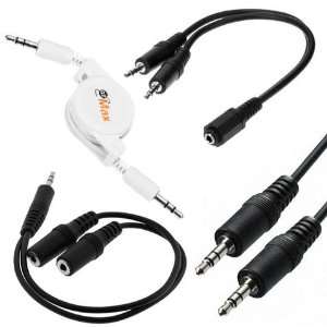 Audio Male to Male Cable + 2x 3.5mm Stereo Audio Y Splitter Extension 