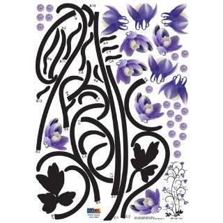   Easy Apply Wall Sticker Decorations   Blooming Purple Flower Vine Bush