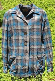 Pendleton Vintage 50s Shadow Plaid Jacket 49er Wool Shirt Teal 