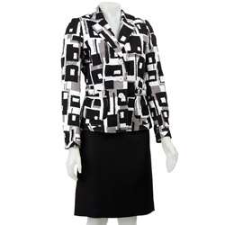 Atelier Womens Printed Blazer with Solid Skirt Suit  