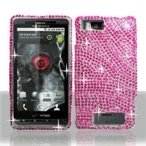 Motorola Droid X MB810 Full Diamond Bling Hot Pink/Pink 