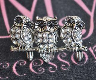 Beautiful Dual / Two Finger Night Owl Ring (Silver)
