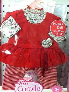 Miss Corolle Baby Doll Clothing Outfit Accessories Red Ruffled Dress 