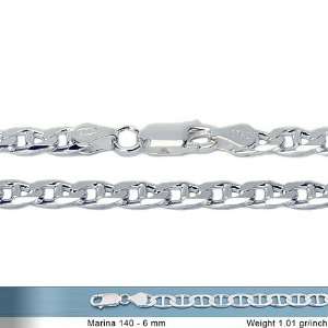  6mm Italian Sterling Silver Flat Gucci Mariner Link Chain 