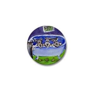  Schnauzer bath Art Mini Button by  Patio, Lawn 