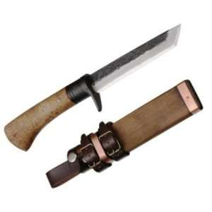 Kanetsune Knives 215 Kage Damascus Fixed Blade Knife with Oak Wood 