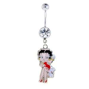   Piercing Jewelry Clear Gem Belly Navel Dangle Betty with Pudgy the Dog