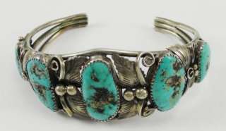 Sterling Silver Bracelet Cuff Turquoise Raw Handmade  