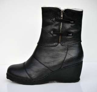   Shoes Black 9 Wedge Heel Faux Fur Lining Zipper Warm sizes  