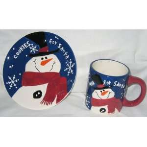  Ceramic Cookies and Milk for Santa Plate and Mug Set