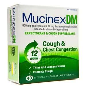  Mucinex  DM, Expectorant/Cough Suppressant, 600mg/30mg, 40 