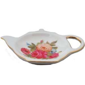  Sandras Rose Bone China Teapot Shaped Tea Bag Holders (4 