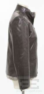 Gucci Black Leather Detachable Rabbit Fur Lined Jacket, Size 42  