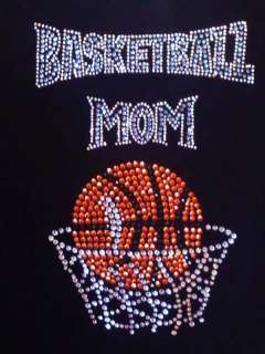 Basketball Mom Rhinestone and Studs Iron on Heat Transfer Blue Letters 